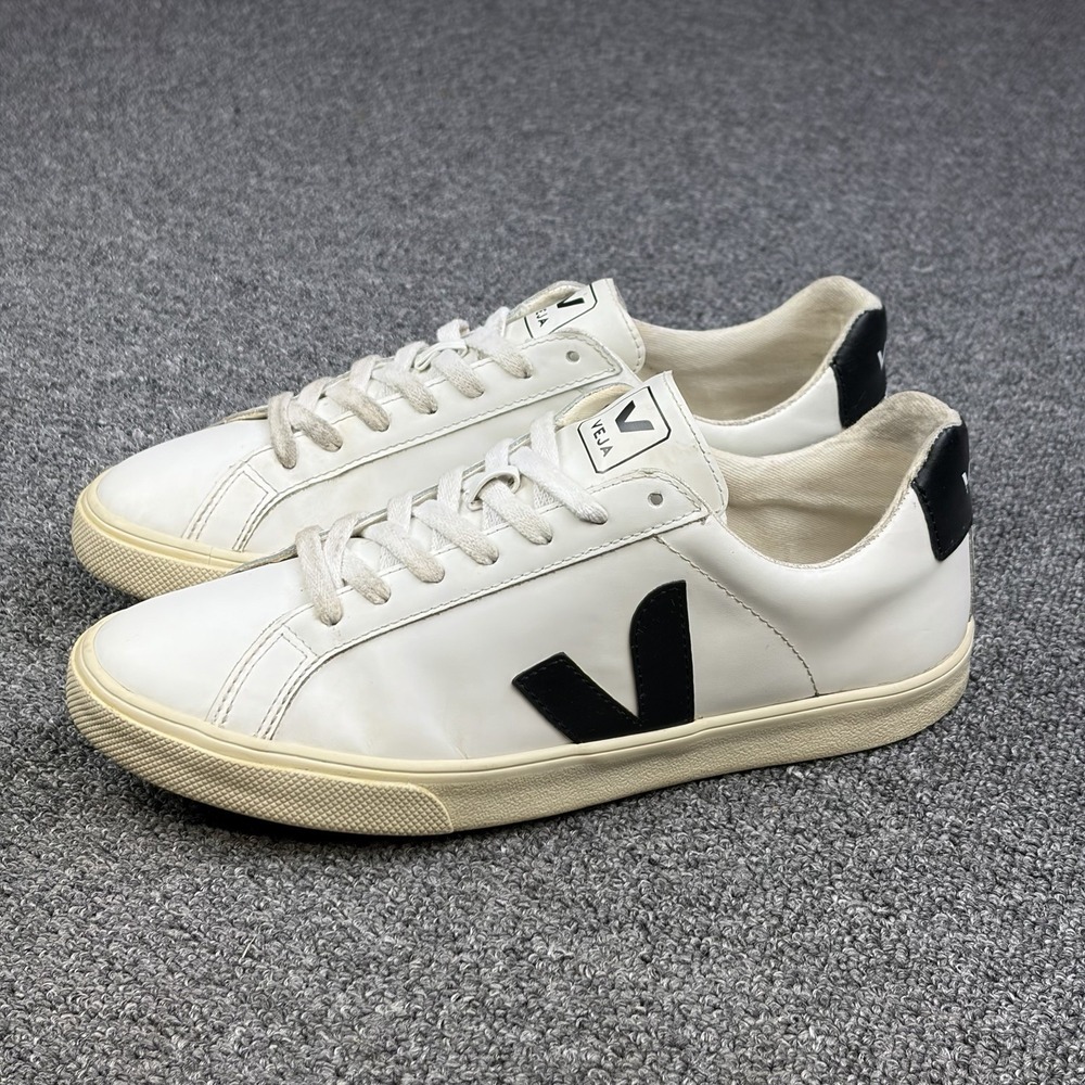 VEJA Esplar White Black Leather Low Top Sneakers Shoes Women's Size US 9 EU 40